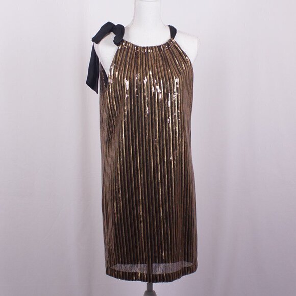 NWT TRINA BY TRINA TURK Juju Gold Sequin Sheath Dress Size S - Picture 3 of 8